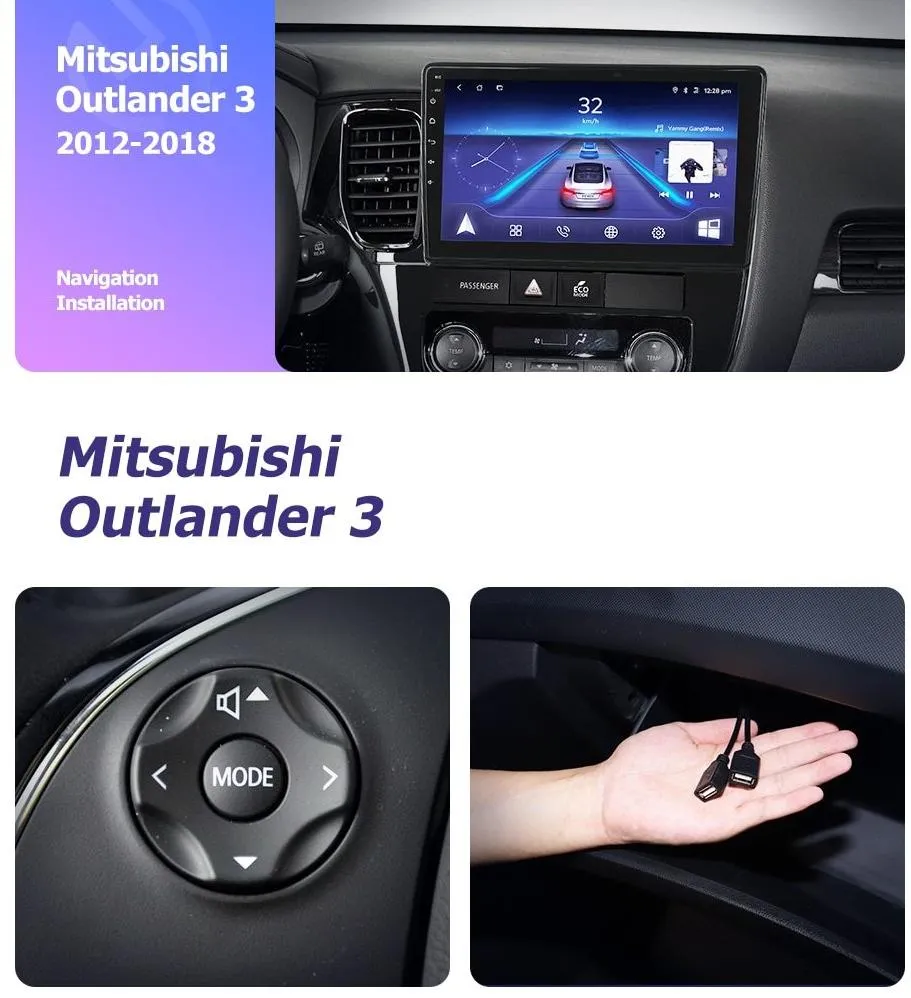 Car Dealz 10.2" Android 10.0 Mitsubishi Outlander XL 3 2012-2018 In Dash Plus OEM Fascia