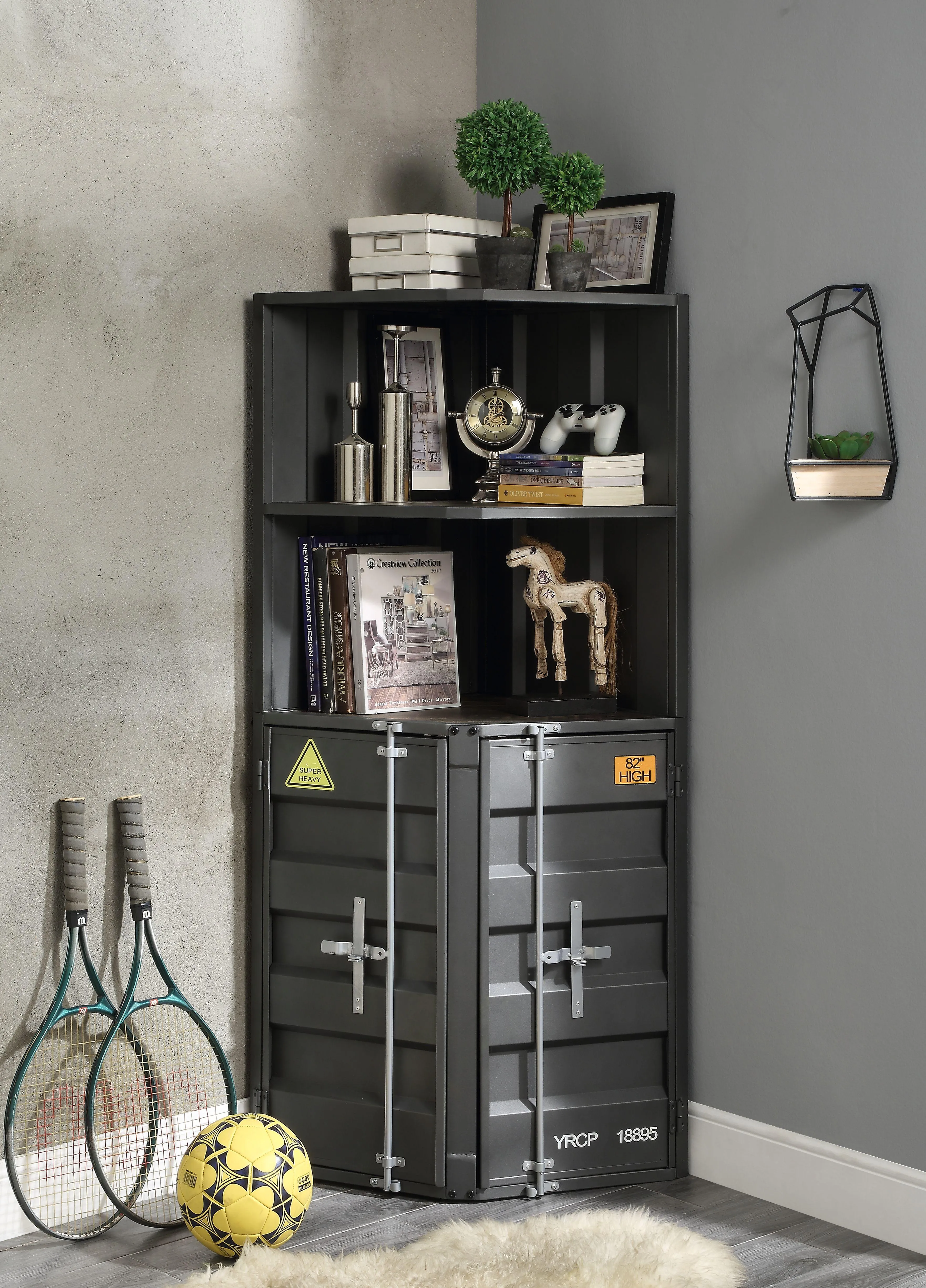 Cargo Gunmetal Bookcase (Corner)