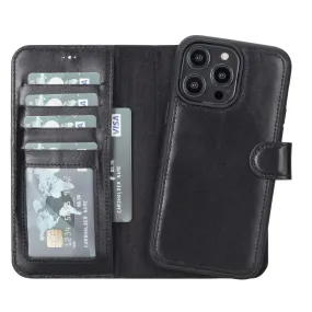 Carter iPhone 14 Pro Detachable Wallet Case, Rustic Black