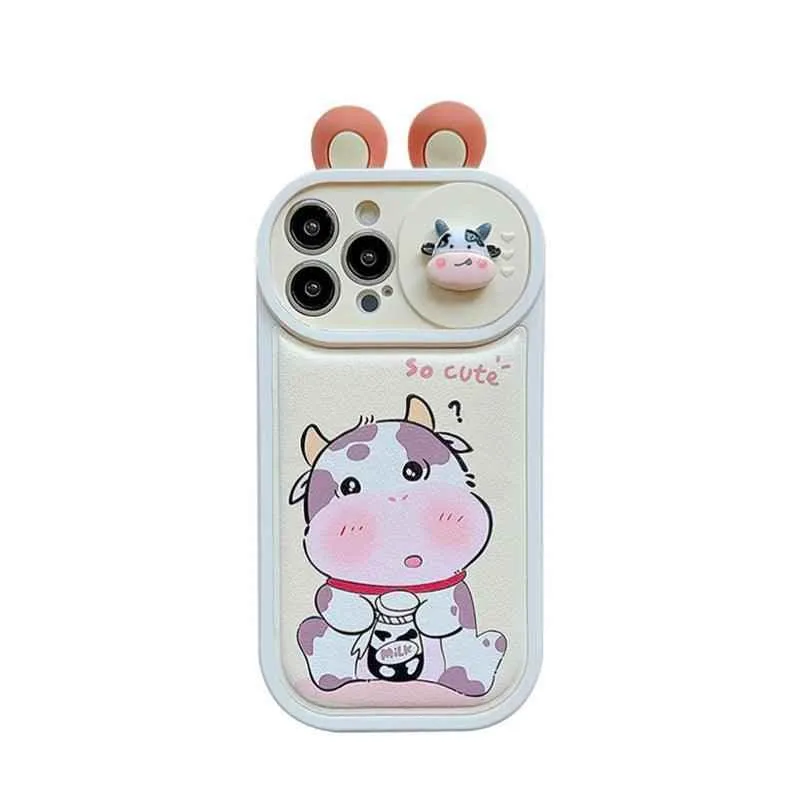 Cartoon 3D Ears Panda Cow Cute Phone Case For iPhone 11, 12, 13, 14, 15 Pro Max