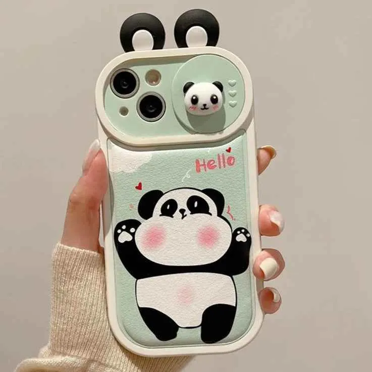 Cartoon 3D Ears Panda Cow Cute Phone Case For iPhone 11, 12, 13, 14, 15 Pro Max