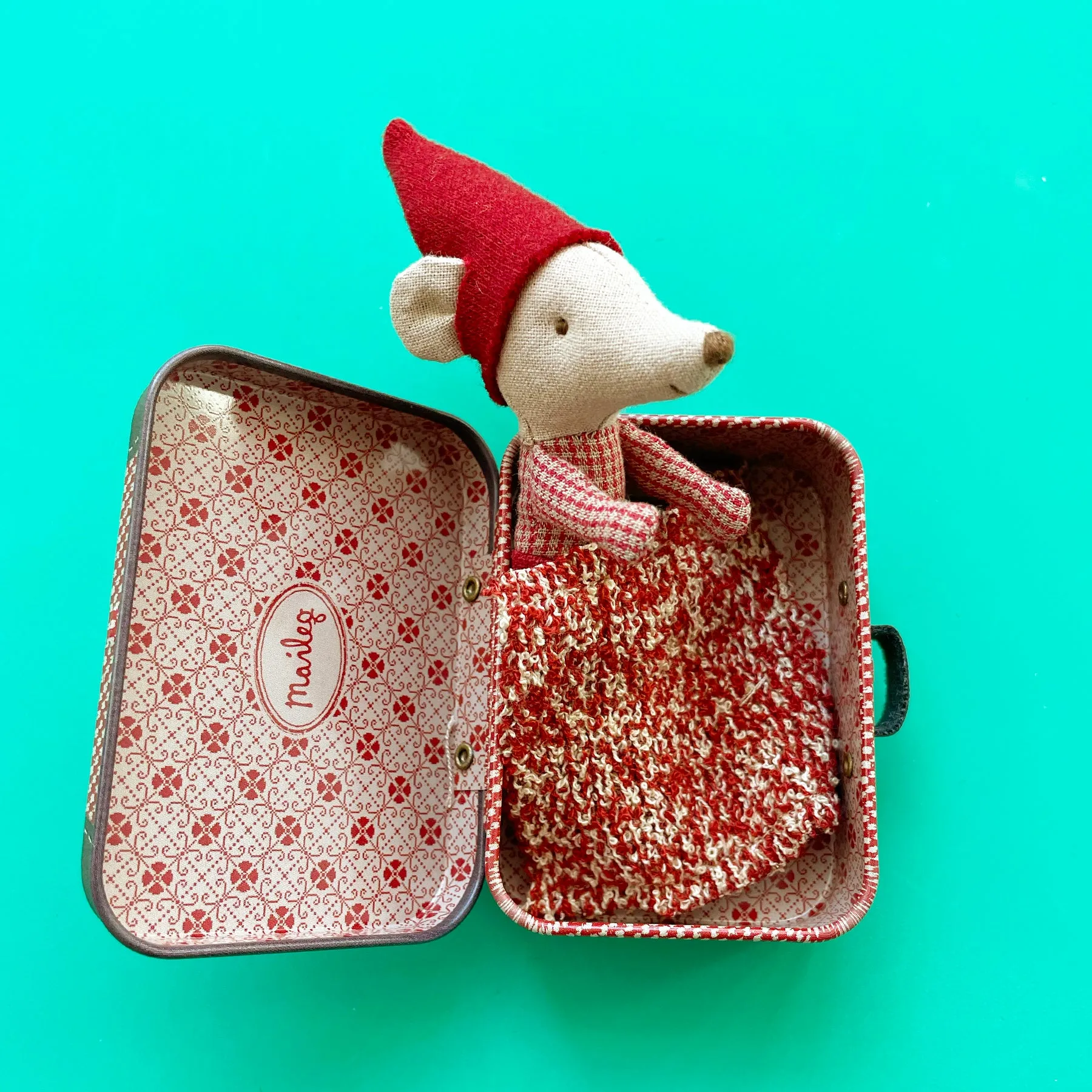 Christmas Pixie Mouse in a Suitcase