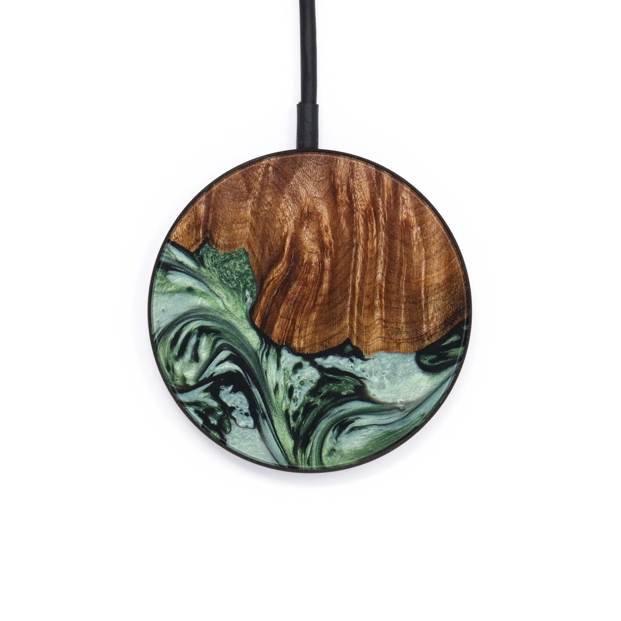 Circle Wood Resin Wireless Charger - Amari (Green, 640557)