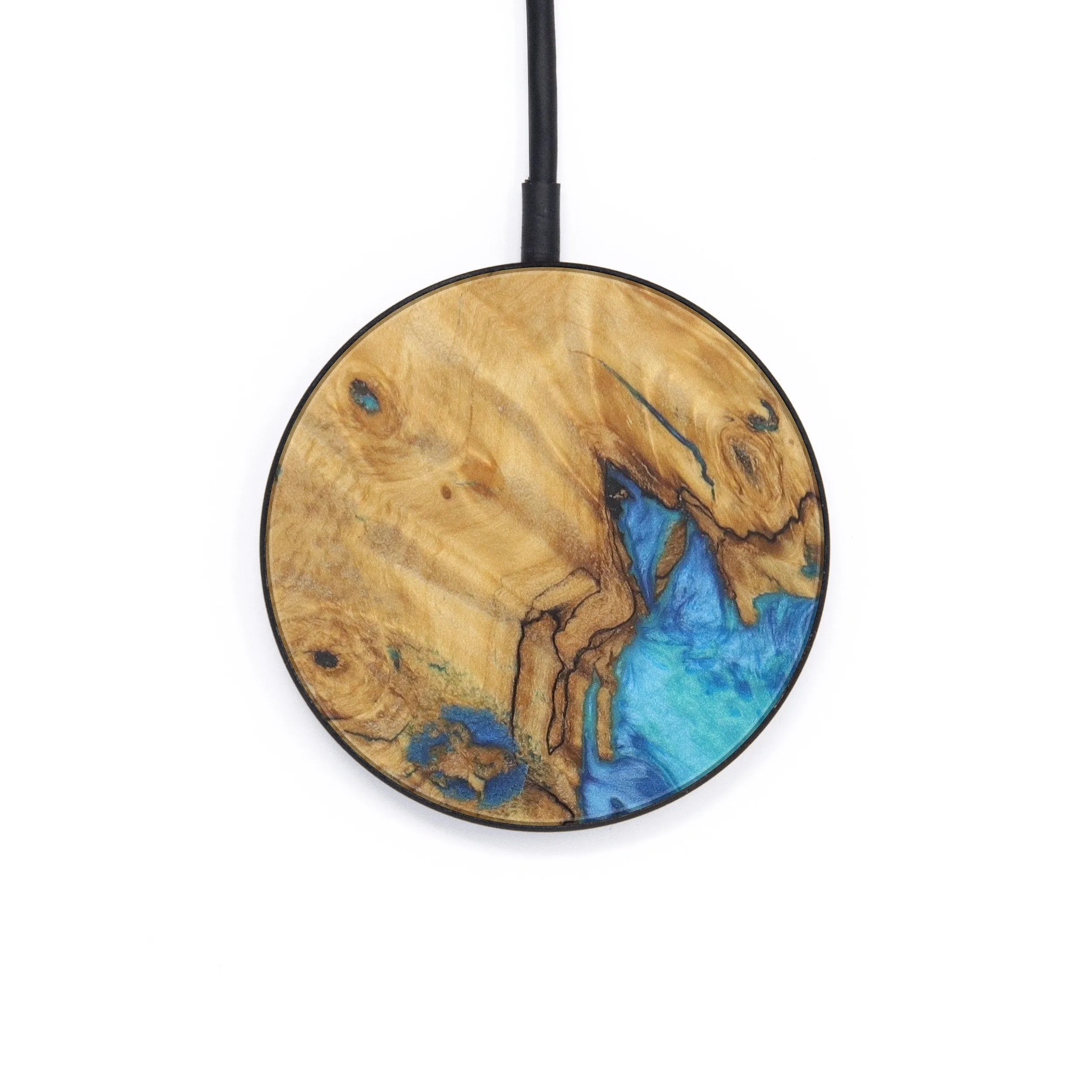 Circle Wood Resin Wireless Charger - Chicky (Light Blue, 597969)