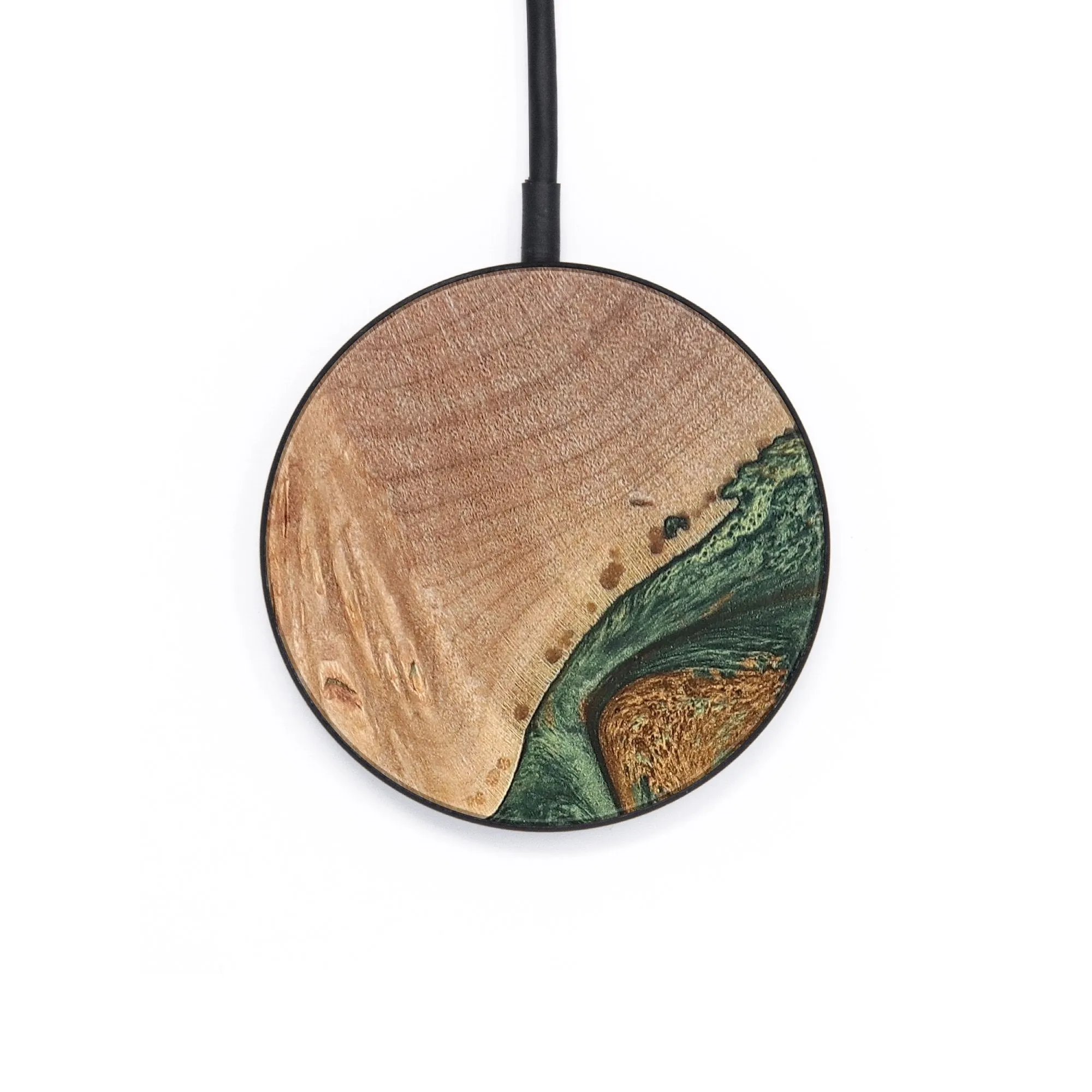 Circle Wood Resin Wireless Charger - Dena (Green, 683224)