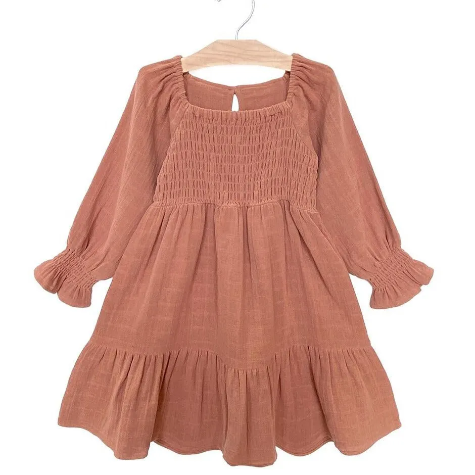 City Mouse Smocked Muslin Dress - Copper