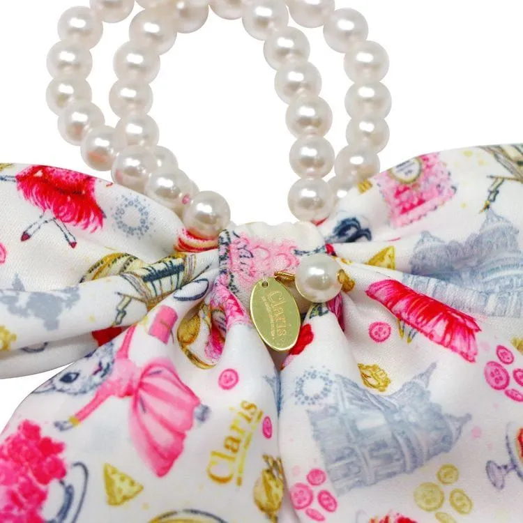 Claris Fashion Print and Pearl Hair Elastic with Bow