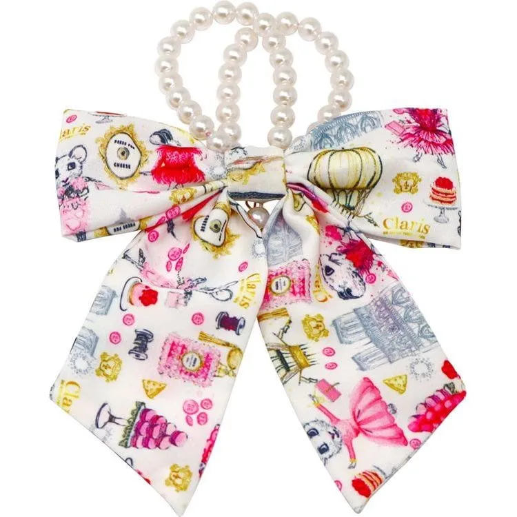 Claris Fashion Print and Pearl Hair Elastic with Bow