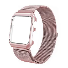 Compatible for Apple Watch Band with Case 42mm, Stainless Steel Mesh Milanese Loop with Adjustable Magnetic Closure Replacement Wristband iWatch Band for Apple Watch Series 3 2 1 - Rose Gold