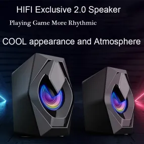 COOMAER USB Wired Desktop Speaker With RGB Lighting