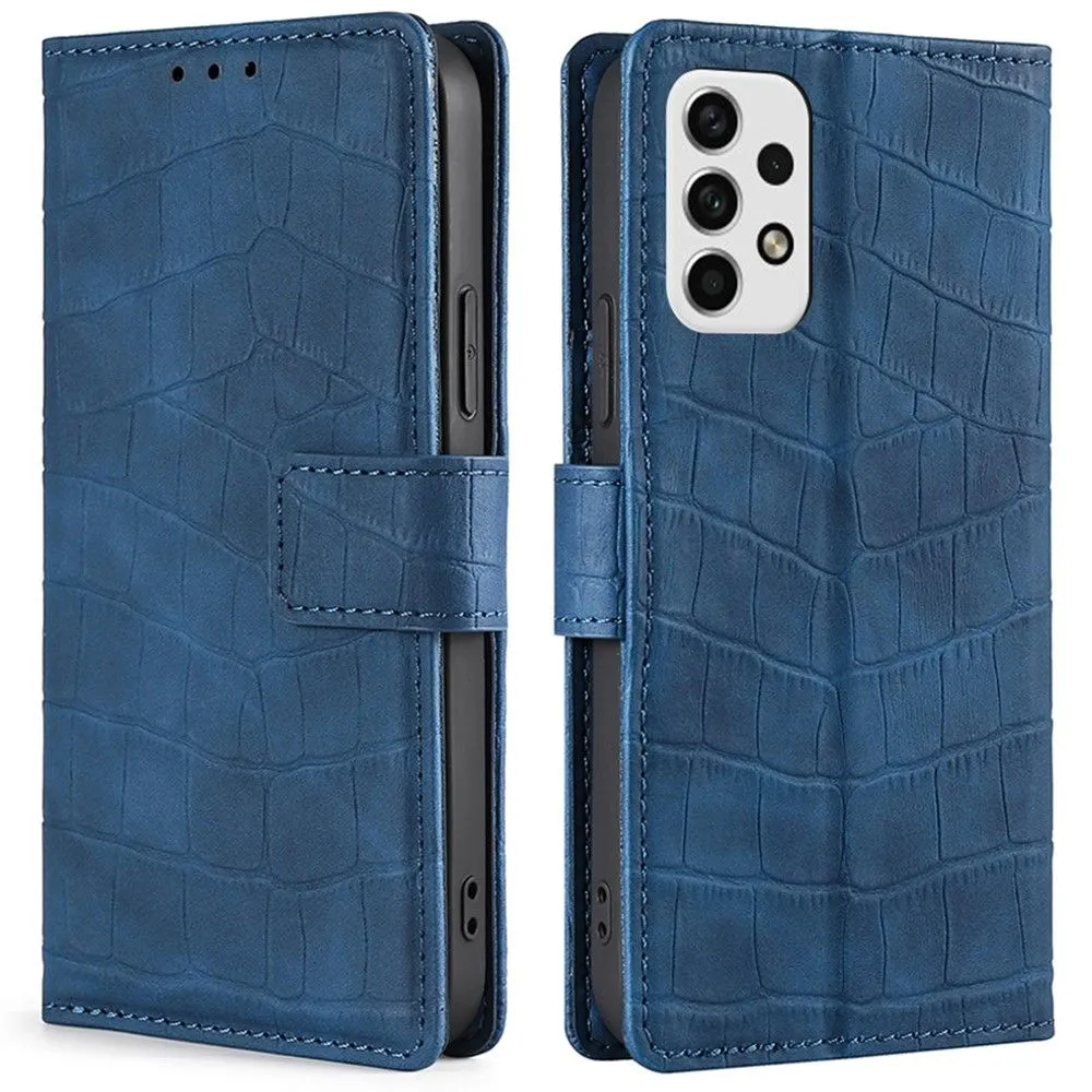 Crocodile textured leather case for Samsung Galaxy A23 - Blue