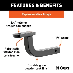 CURT 45015 Class 2 Ball Mount (1-1/4in. Shank; 3;500 lbs.; 5in. Rise; 11-5/8in. Long)