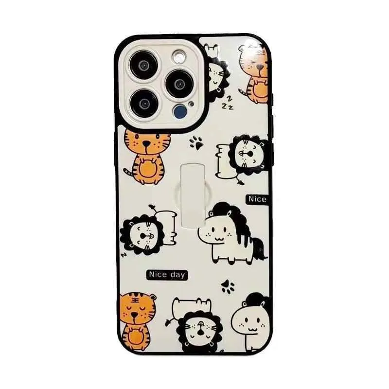 Cute Phone Cases for iPhone 11, 12, 13, 14, or 15 Pro Max - Cartoon Animals Cover With Ring Holder - TSP211