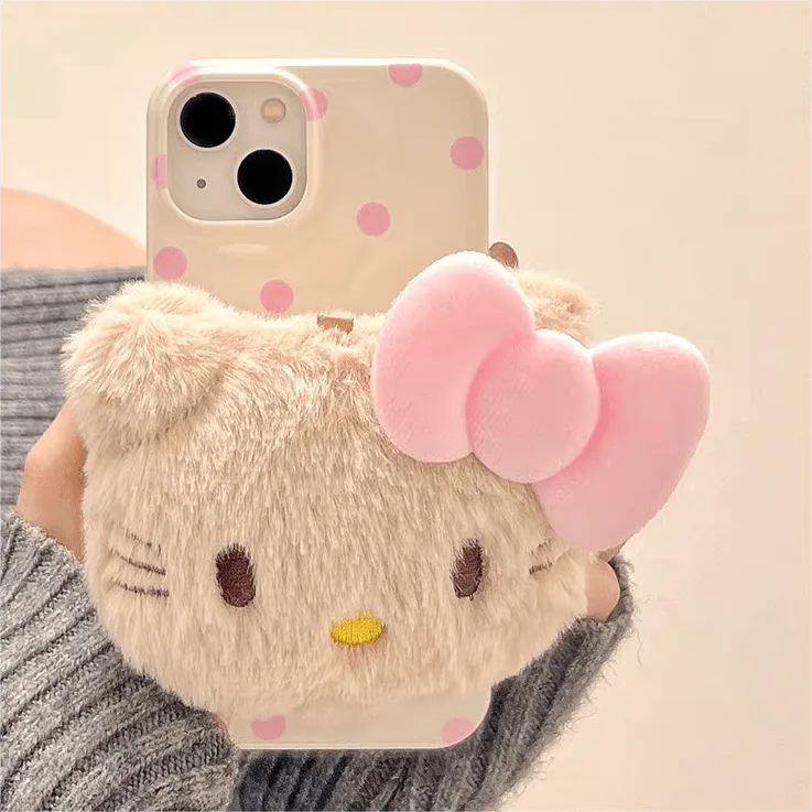 Cute Plush Kitty Stand iPhone Case