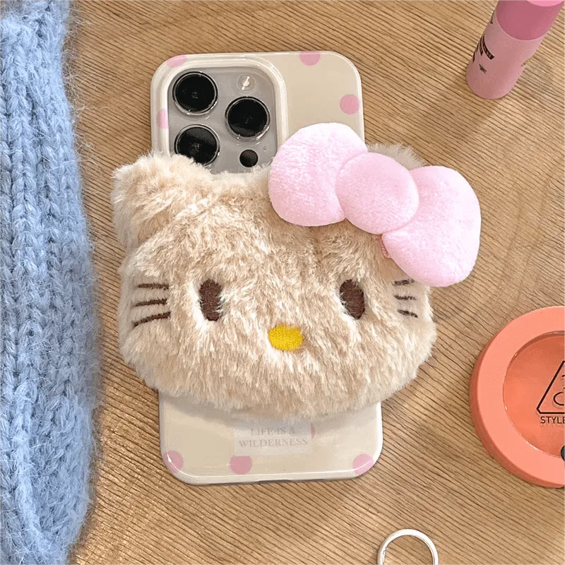 Cute Plush Kitty Stand iPhone Case