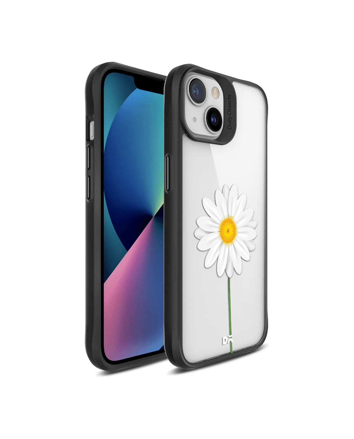 DailyObjects Clear White Daisy Black Hybrid Clear Case Cover For iPhone 13 Mini