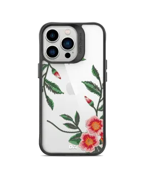 DailyObjects Flower Embroidery Black Hybrid Clear Phone Case Cover For iPhone 14 Pro