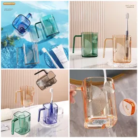 Drainage Toothbrush Holder with Mouth Washing Cup Premium Crystal Material