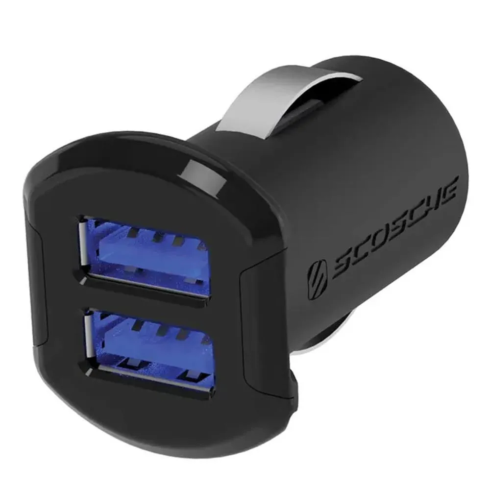 DUAL 12W USB CAR CHARGER WITH ILLUMINATED USB PORTS (BLACK)