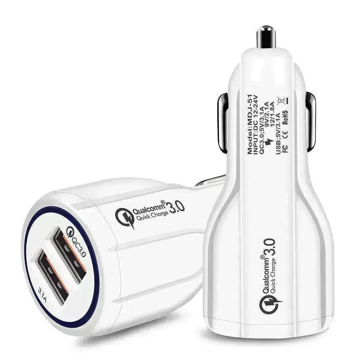 Dual USB Car Charger Qualcomm QC 3.0 Fast Charging Adapter