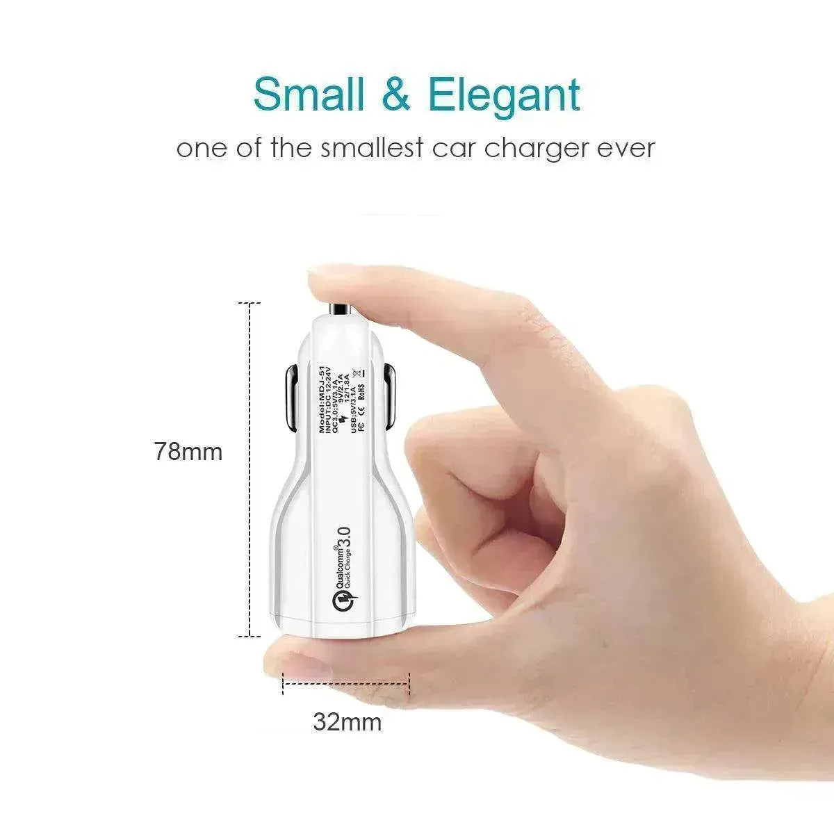 Dual USB Car Charger Qualcomm QC 3.0 Fast Charging Adapter