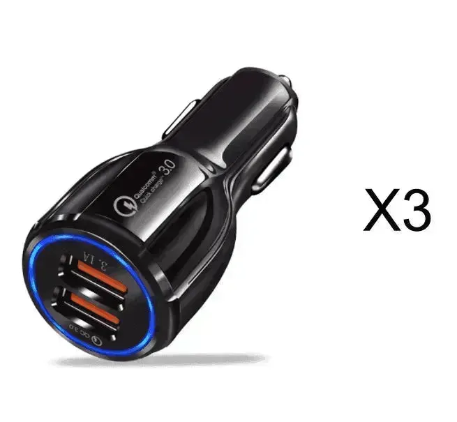 Dual USB Car Charger Qualcomm QC 3.0 Fast Charging Adapter