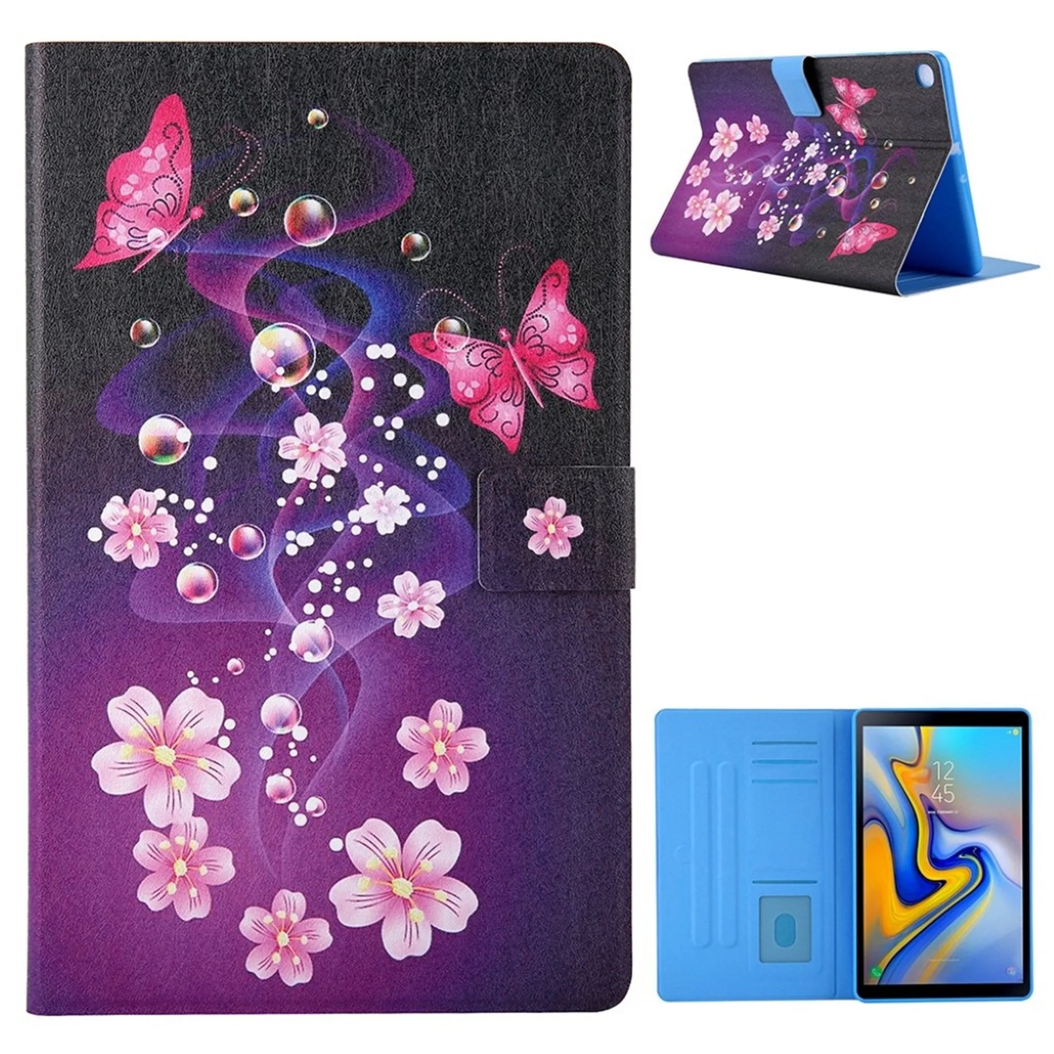 Elegant pattern leather flip case for Samsung Galaxy Tab A7 10.4 (2020) - Flower and Butterflies