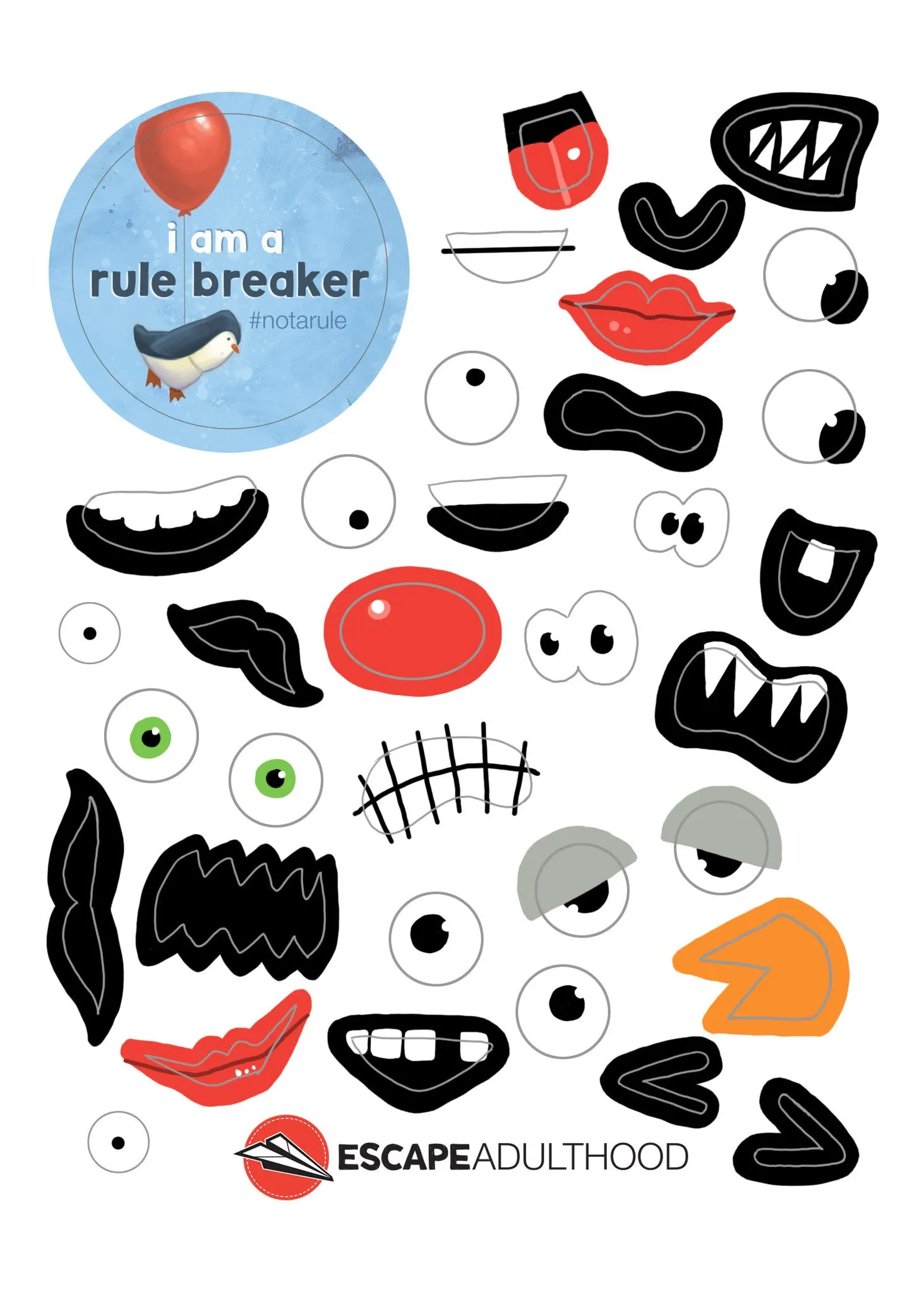 Escape Faces Sticker Set