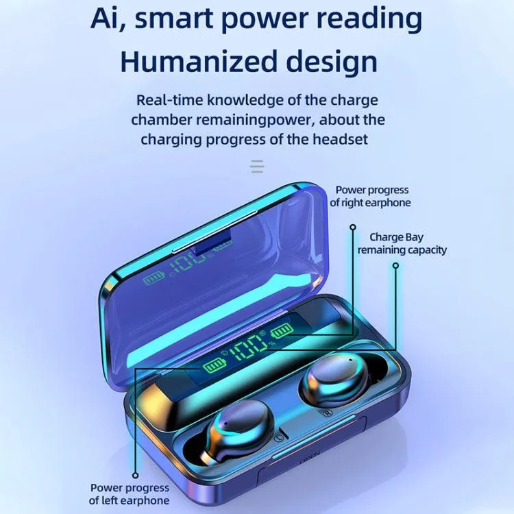 F9-5C Stylish Wireless Noise-Canceling Bluetooth Earbuds with LED Battery Indicator and Ambient Lighting
