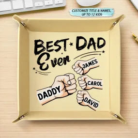 Family  - Best Dad Grandpa Ever Fist Bump - Personalized Leather Valet Tray