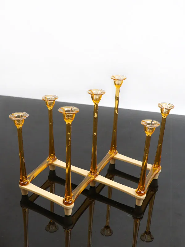 Foldable Glass Stand & Candle Stand Golden