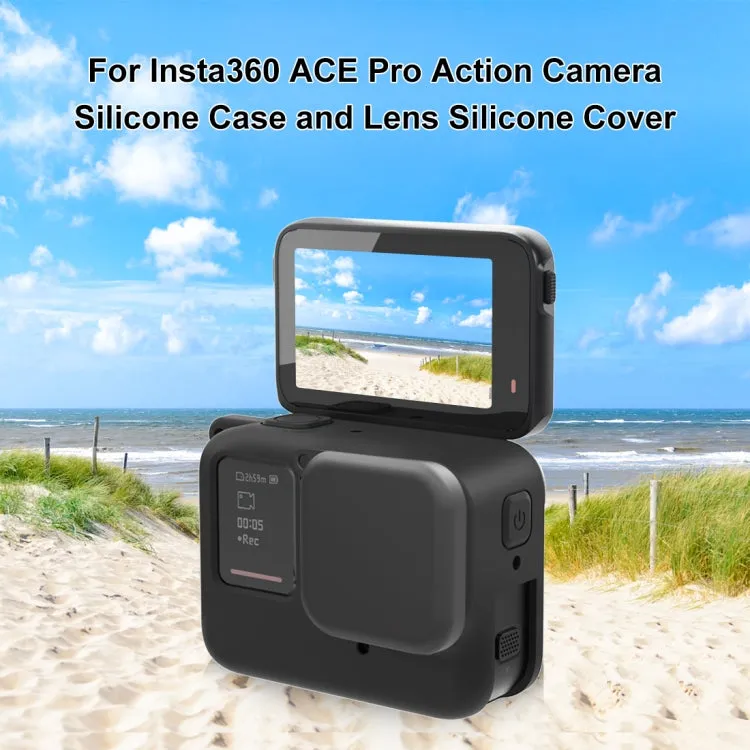 For Insta360 Ace Pro PULUZ Body Silicone Protective Case with Lens Cap (Black)