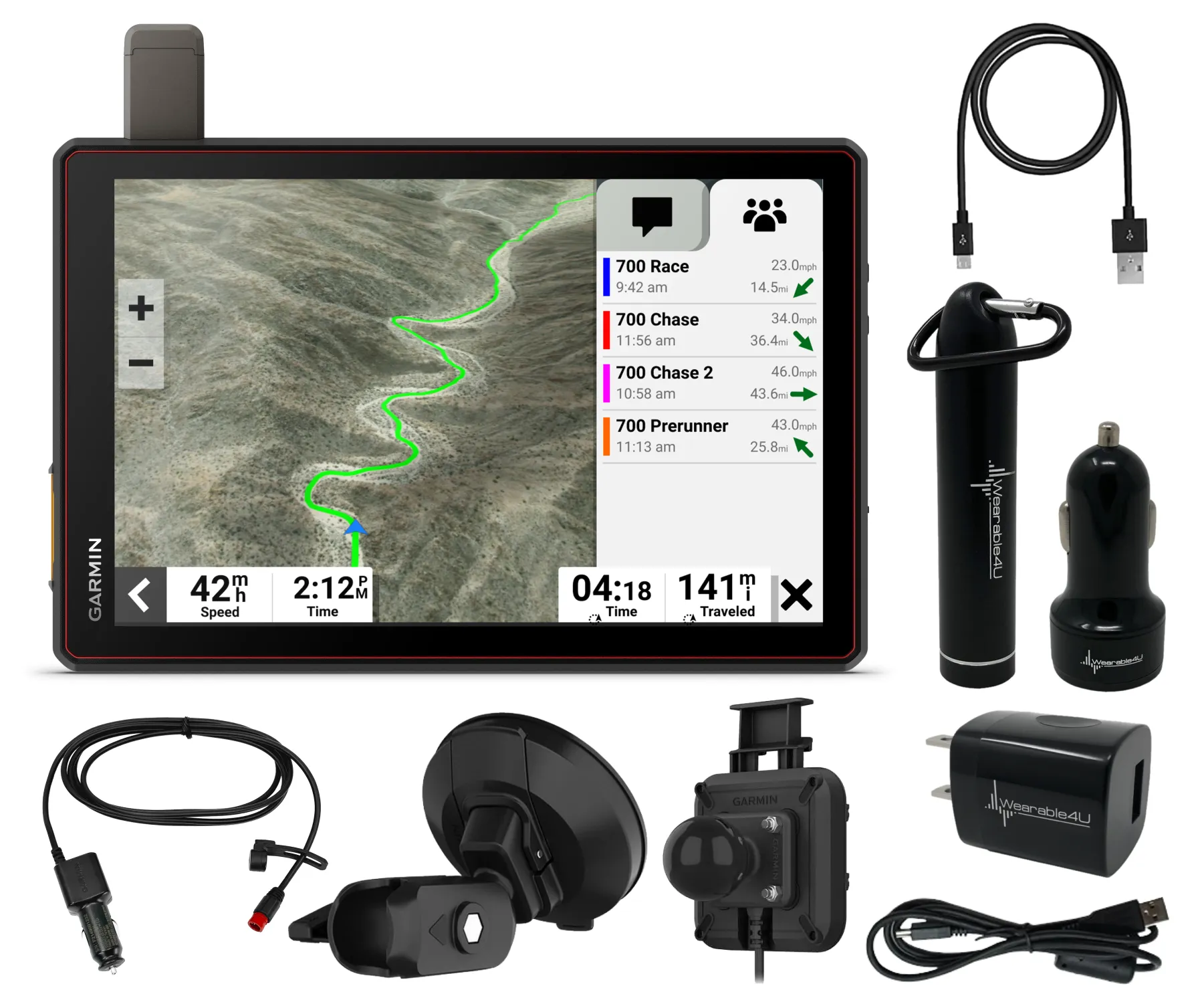 Garmin Tread XL - Baja Edition, Rugged, ultrabright 10” Off-Road Navigator, Portable GPS, Team Tracking with Built-in inReach Satellite Communication with Wearable4U Bundle