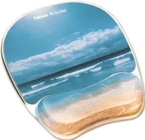 Gel Mouse Pad With Wrist Rest Photo 9-1/4 Inch  X 7-1/3 Inch  Sandy Beach