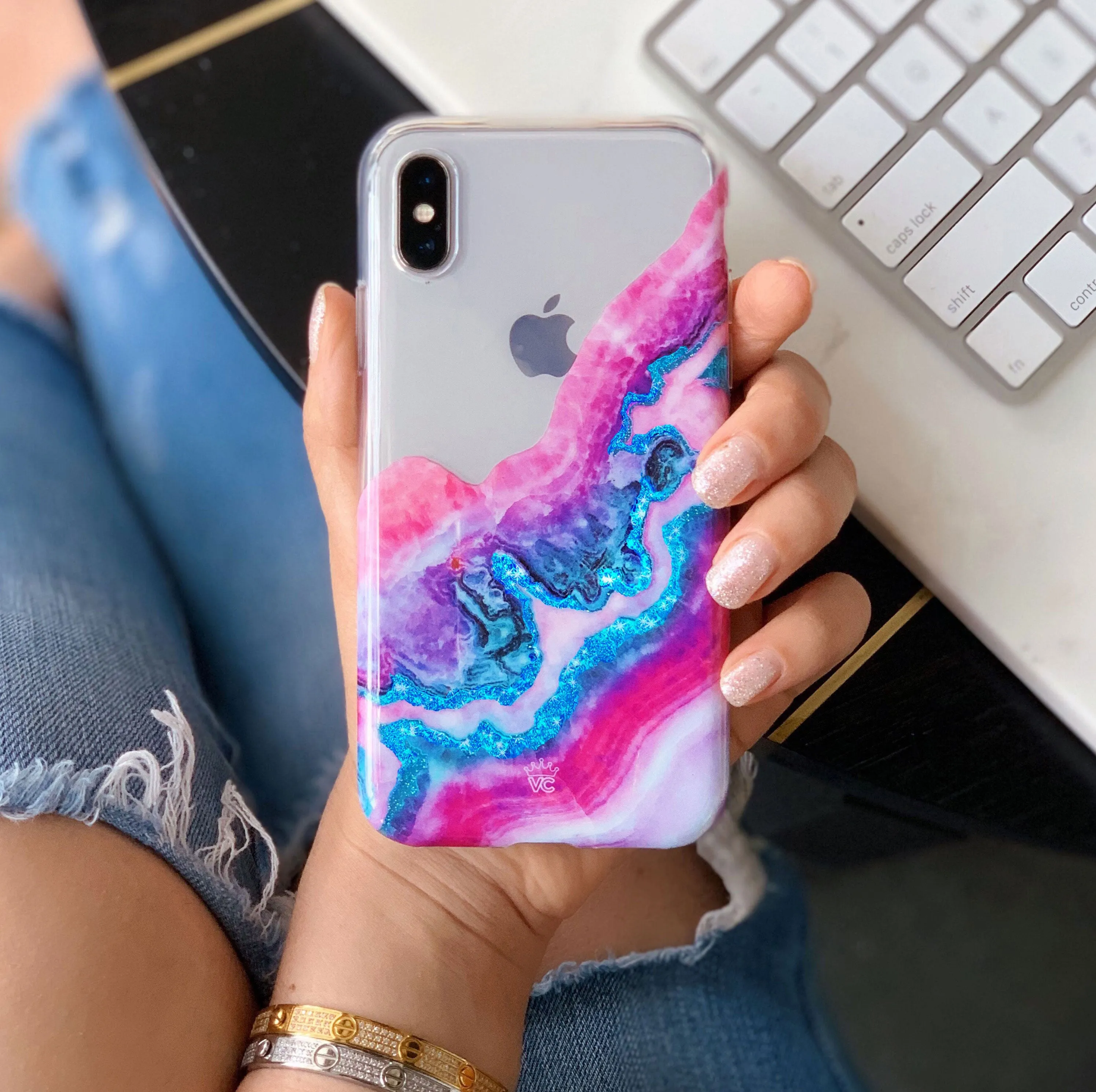 Geode Glitter Clear iPhone Case