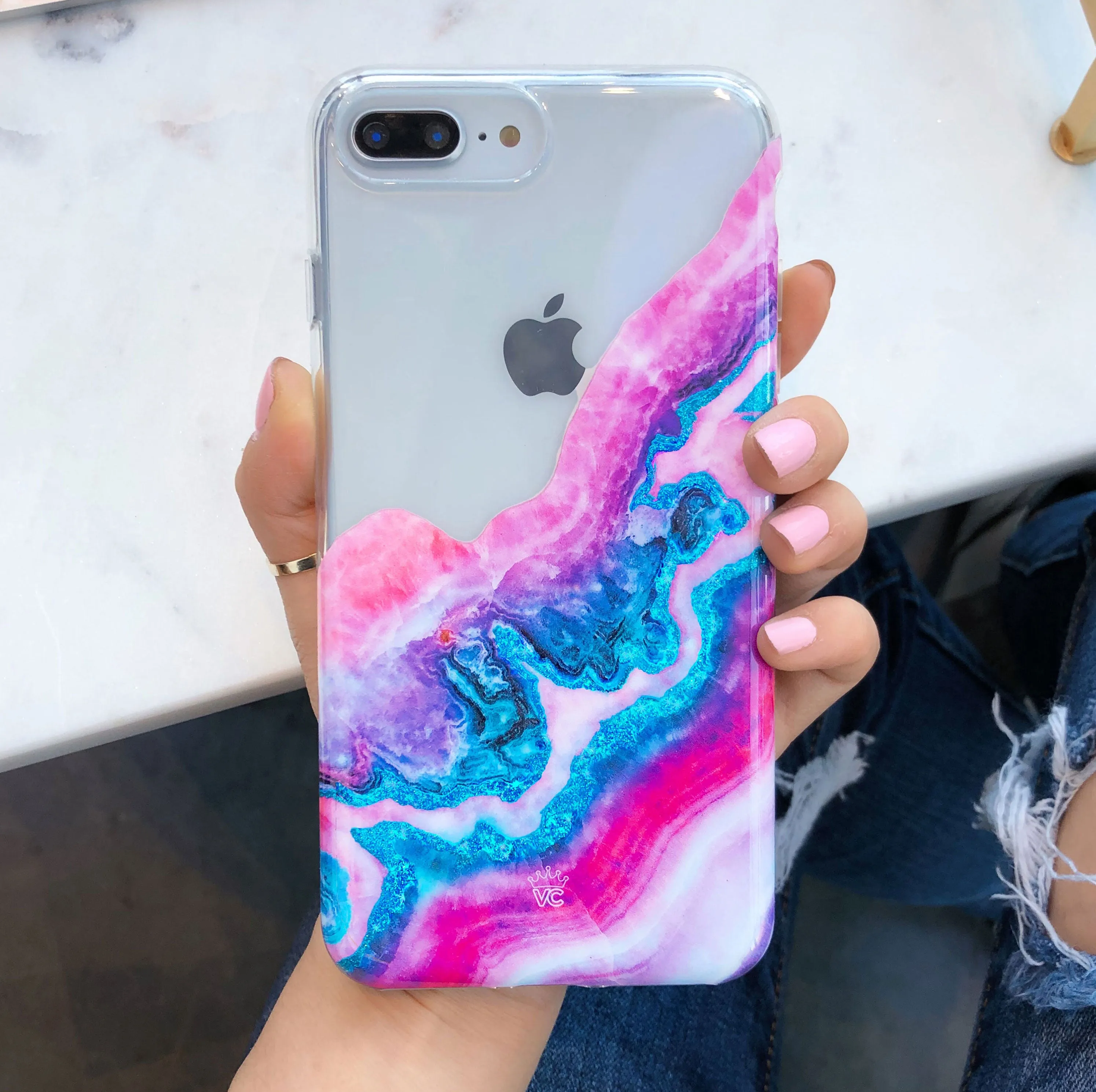 Geode Glitter Clear iPhone Case