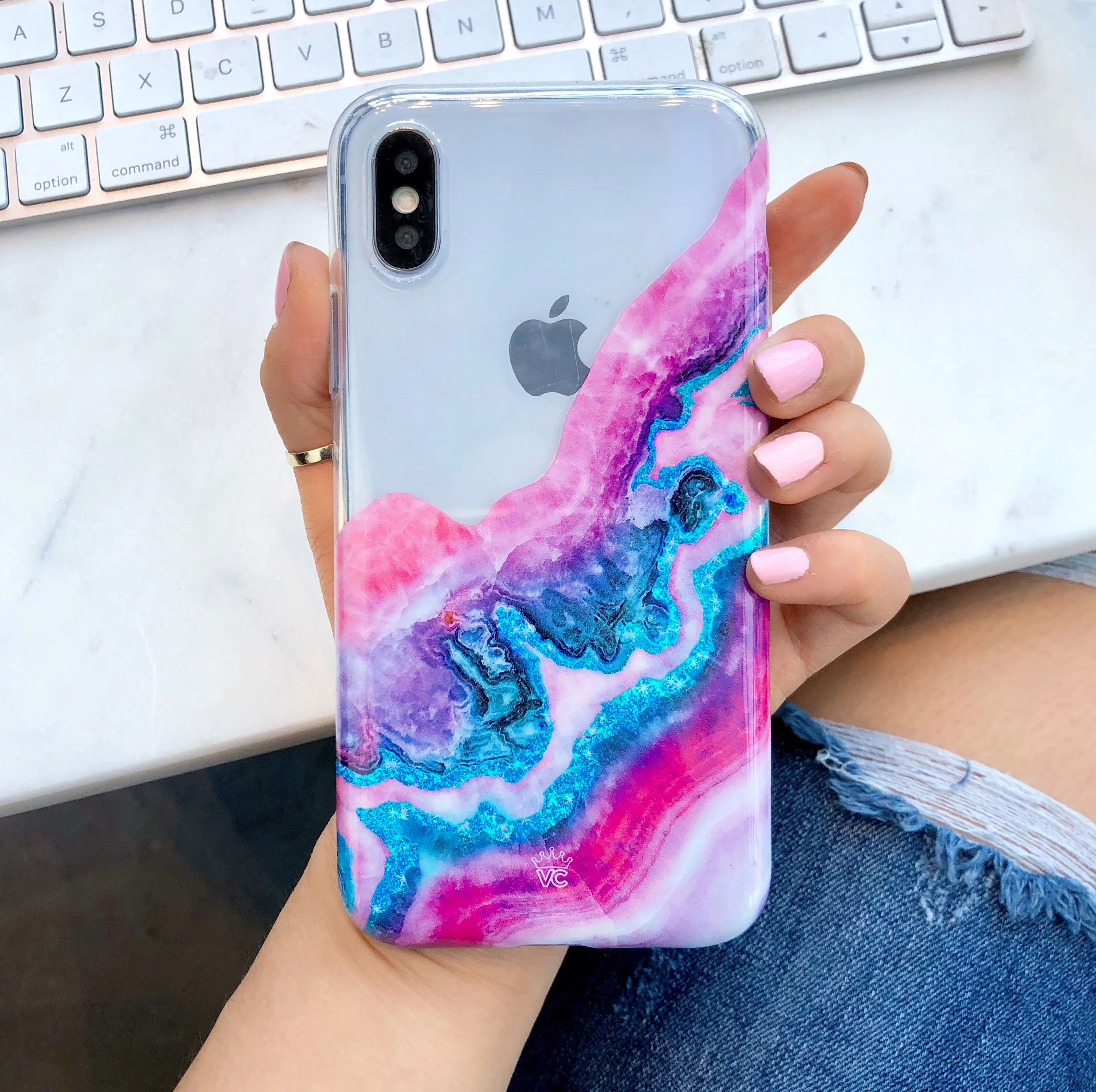 Geode Glitter Clear iPhone Case