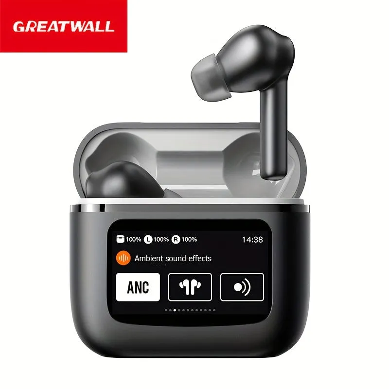 GreatWall TWS LED Display Wireless In-ear Sports Headphones With APP Function With Microphone, Touch Control Earbuds, Perfect For Workouts And Games, Comes With USB Charging And Charging Case