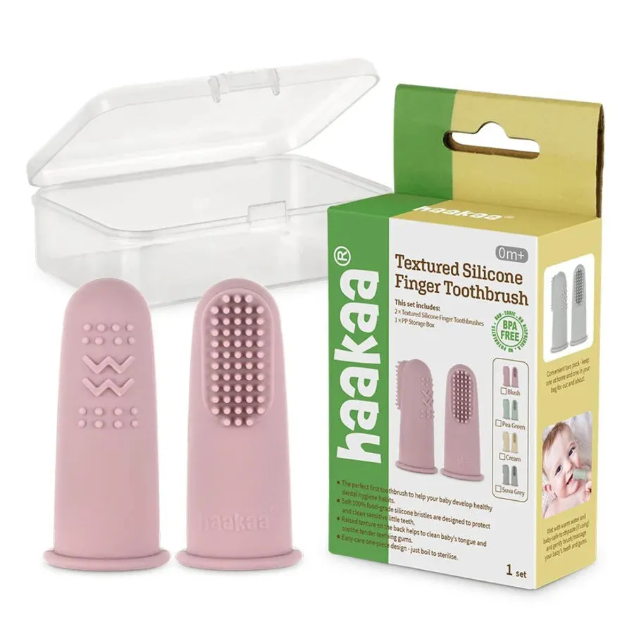 Haakaa Textured Silicone Finger Toothbrush (Blush)