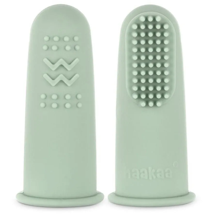 Haakaa Textured Silicone Finger Toothbrush (Pea Green)