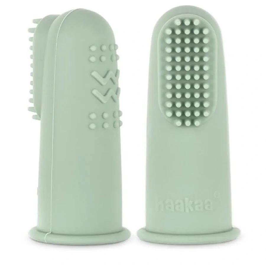 Haakaa Textured Silicone Finger Toothbrush (Pea Green)