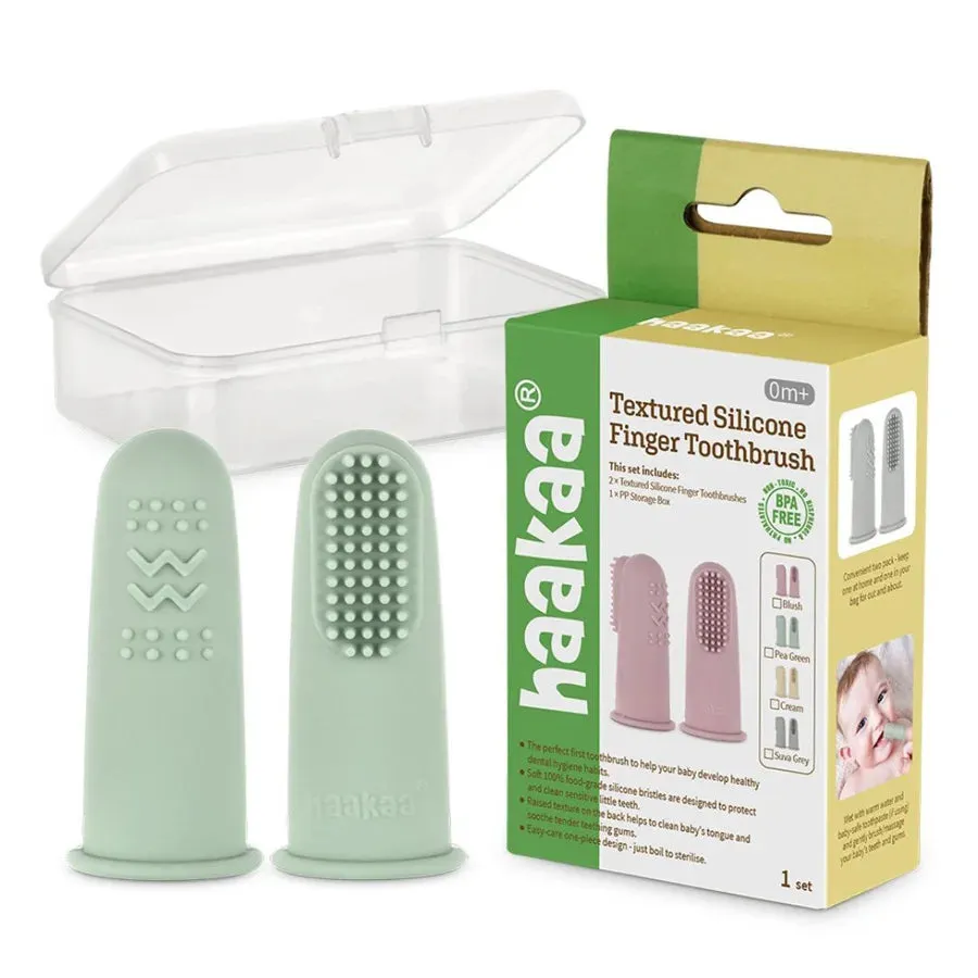 Haakaa Textured Silicone Finger Toothbrush (Pea Green)