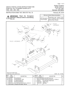 Hiniker Snowplow Mount - Quick Hitch 1 (QH1), 2017-2020 Ford 4x4 F250-550, 25013722