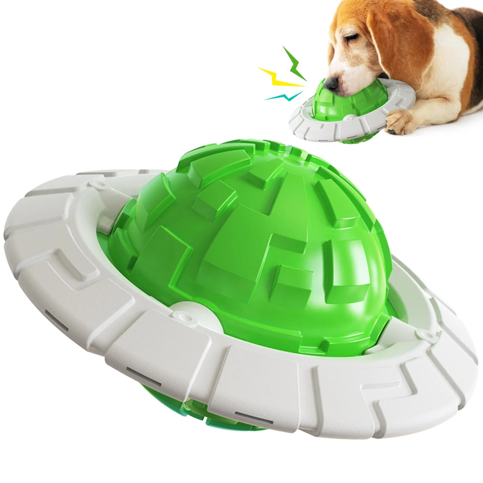 Interactive Flying Saucer Dog Toothbrush Toy