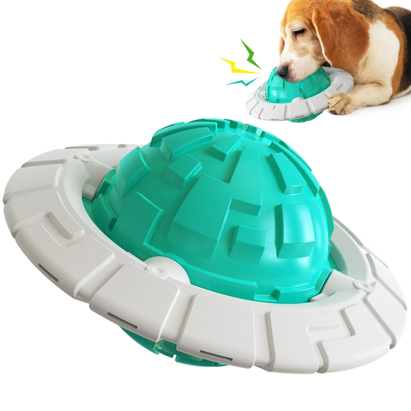 Interactive Flying Saucer Dog Toothbrush Toy