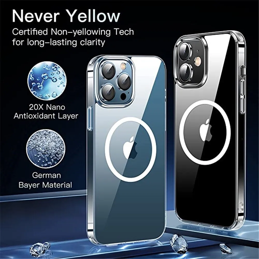 iPhone 15 Pro Wireless Charging Transparent Magnetic Phone Case