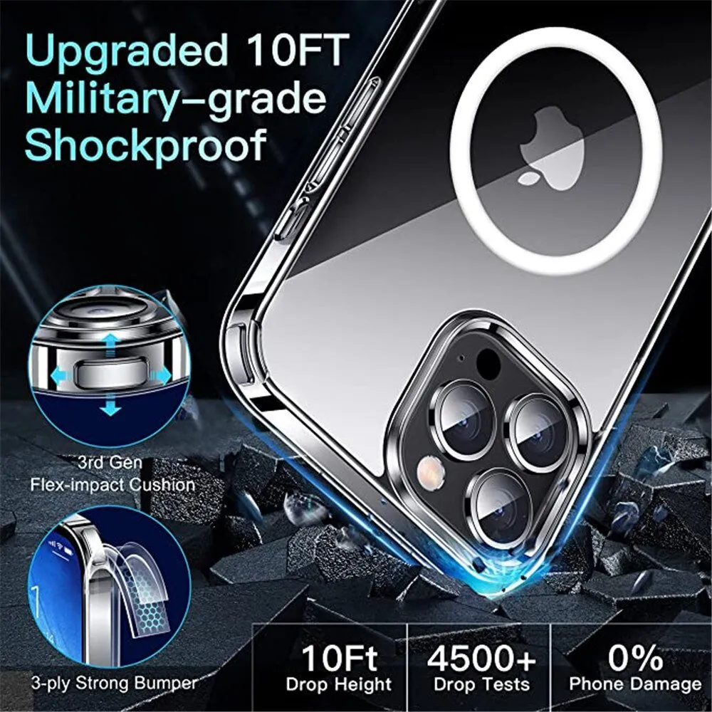 iPhone 15 Pro Wireless Charging Transparent Magnetic Phone Case