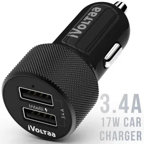 iVoltaa Intelli Charge Dual USB 3.4A Smart Car Charger for All Smartphones