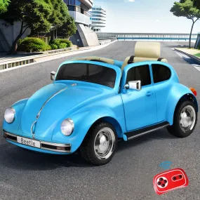 Kids Ride On Car Licensed Volkswagen Beetle Electric Toys Horn Remote 6V - Blue