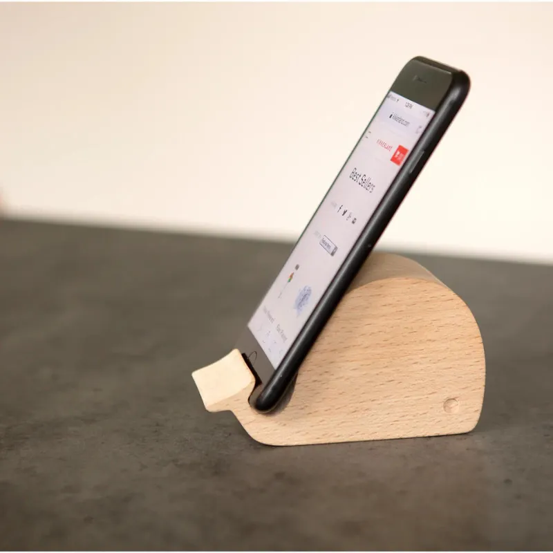 Kikkerland Phone Stand Whale Beechwood